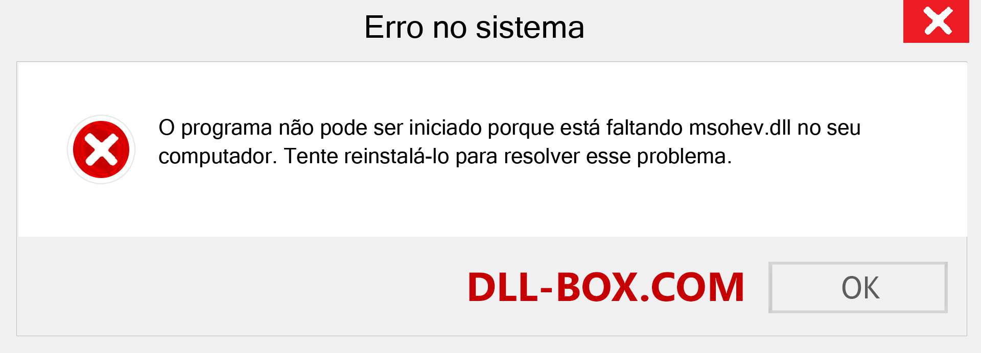 Arquivo msohev.dll ausente ?. Download para Windows 7, 8, 10 - Correção de erro ausente msohev dll no Windows, fotos, imagens